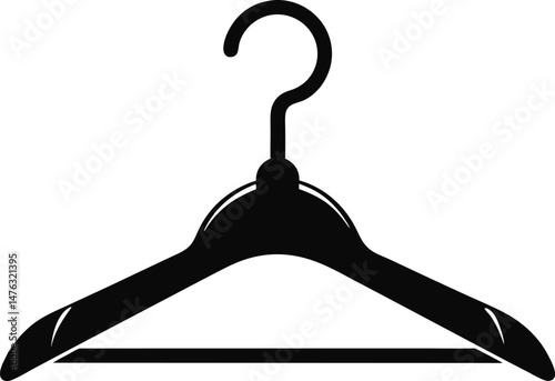 Plastic Hanger Silhouette Vector Illustration Black