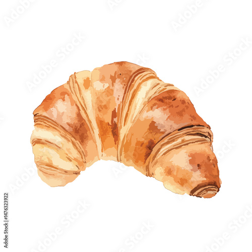 Croissant cute watercolors illustration isolated on white background