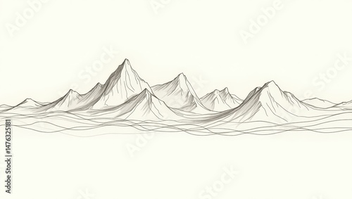 Abstract Line Art Mountain Range Landscape Minimalist Nature Illustration Elegant Graphic Design