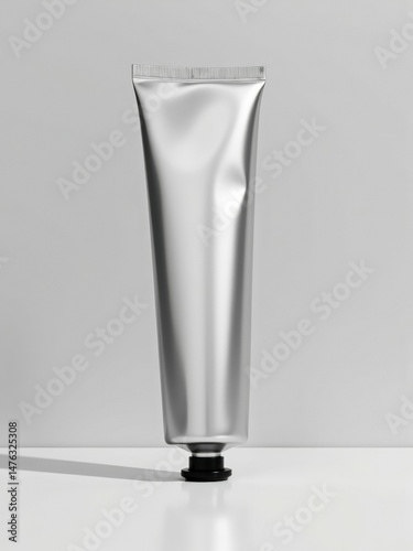 Silver cosmetic tube mockup blank product packaging skincare cream lotion gel
