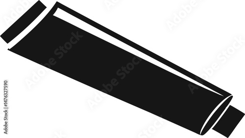 Toothpaste Tube Silhouette Vector Illustration Black