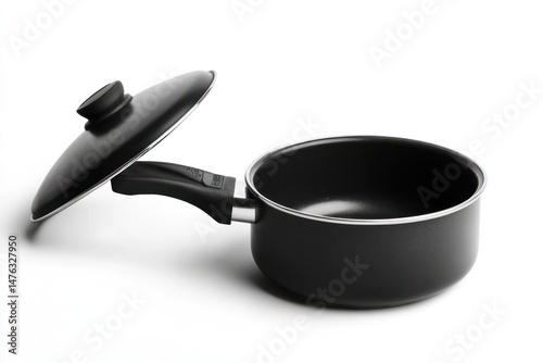 non-stick saucepan with lid isolate on white background