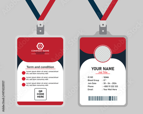 Professional Business ID Card Design Template. Premium Identity Badge Template for Companies.
