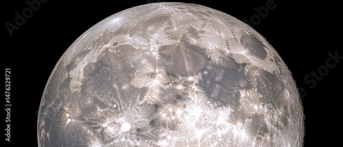 Detailed Moon Surface Close Up View from Space Exploration Lunar Landscape Astronomy Science Celestial Body Orbiting Earth photo