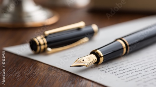 Wallpaper Mural Vintage pens intersect on a signed parchment contract laid on a polished wooden desk, highlighting the importance of agreement and collaboration Torontodigital.ca