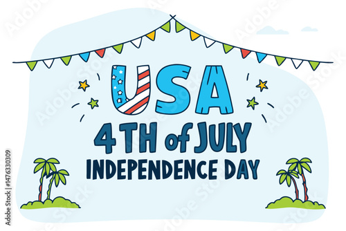 Colorful usa 4th of july independence day celebration graphic design illustration