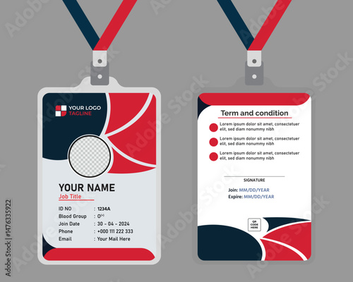 Professional Business ID Card Design Template. Premium Identity Badge Template for Companies.