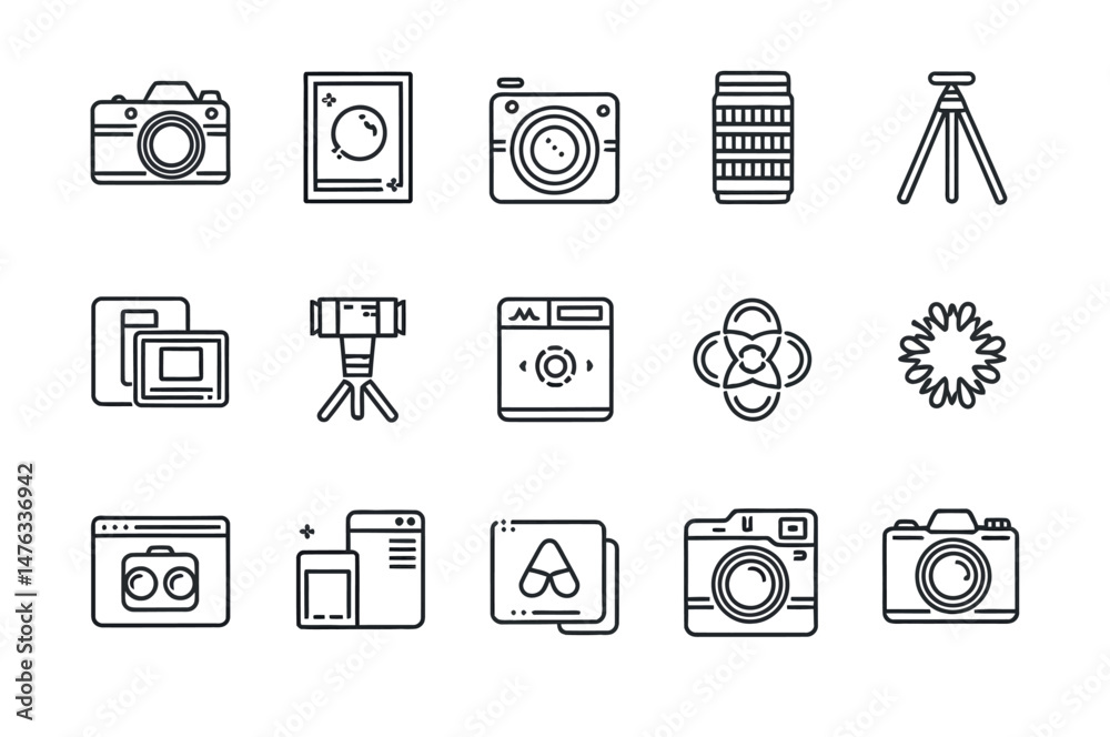 Vector Icons Representing Photography and Photo Editing Tools Vector Icons Representing Photography and Photo Editing Tools