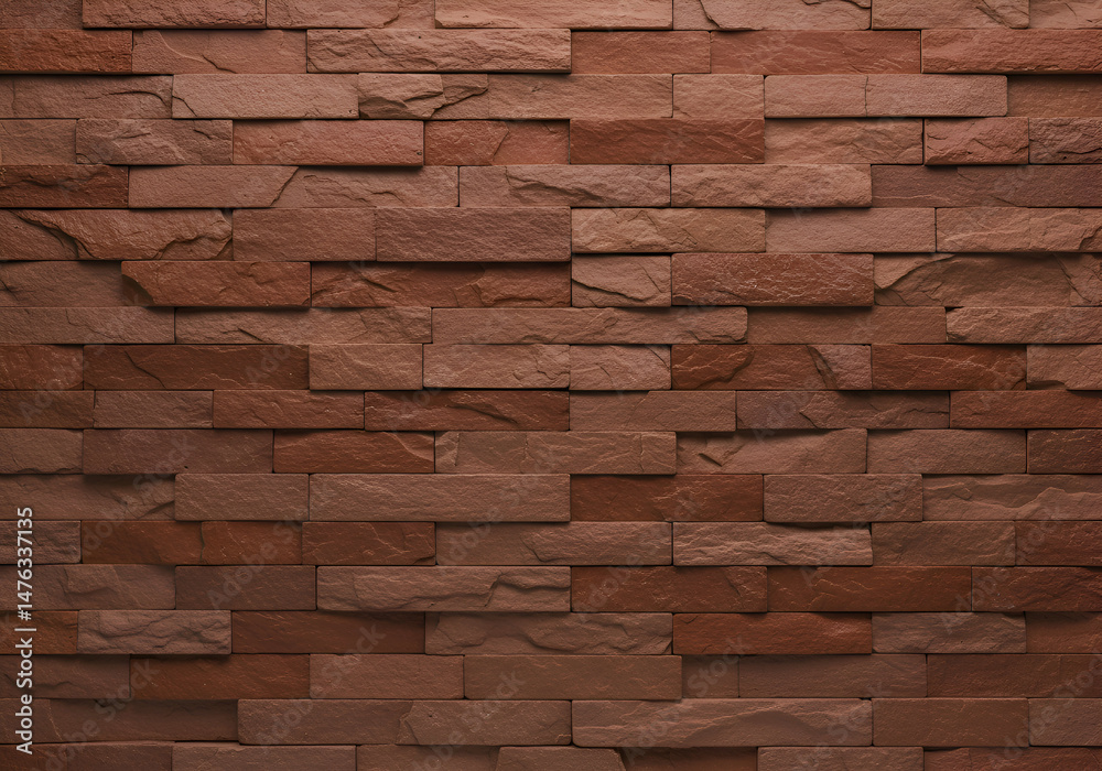 Obraz premium Splitface Tiles Aged Brick Red Rustic Stone Cut Arrangement