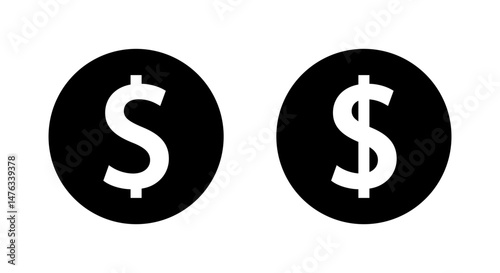 Dollar, USD money icon on black circle. Currency, cash sign symbol