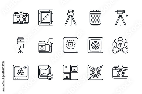 Vector Icons Representing Photography and Photo Editing Tools