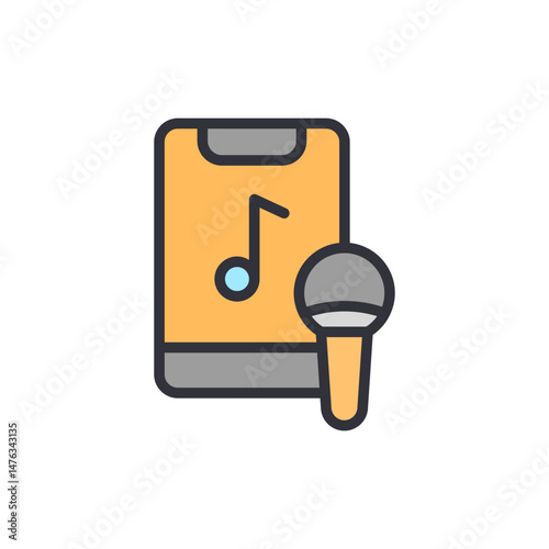 Mobile Karaoke App With Microphone And Music Note Illustration