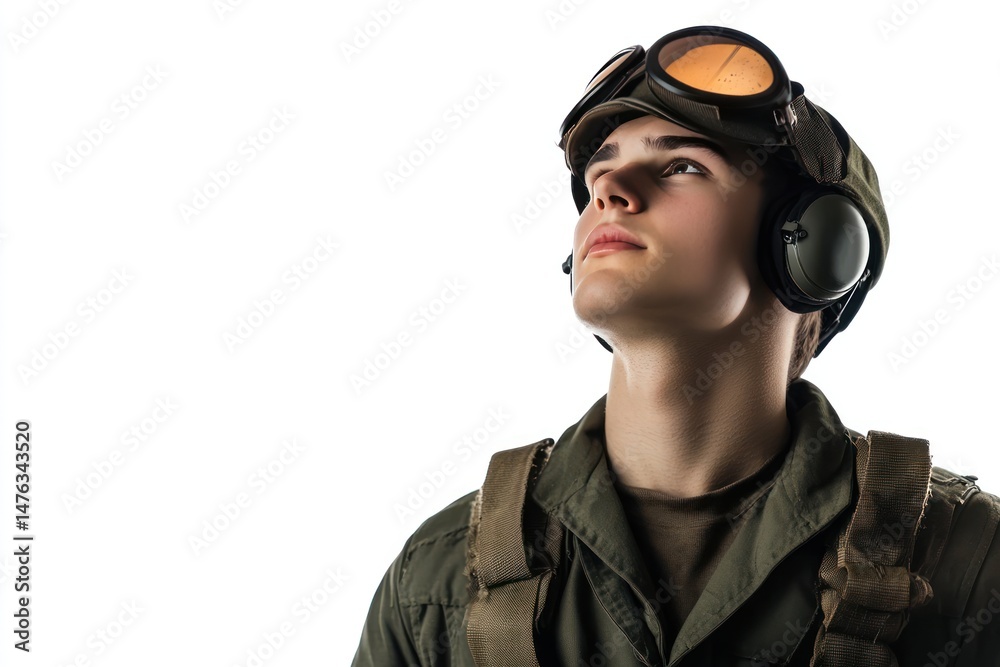 Fototapeta premium pilot in uniform with cap isolate on white background