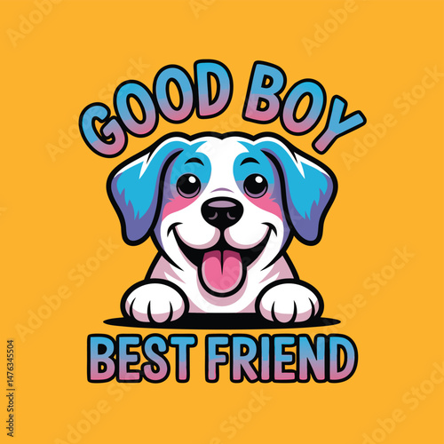Adorable Cartoon Puppy with Blue Ears Best Friend Good Boy Design