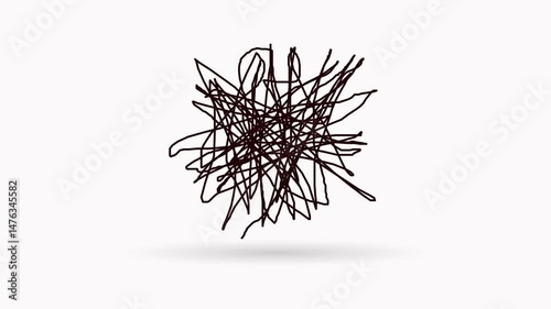 Complex scribble growing organically, isolated on white or with alpha matte.