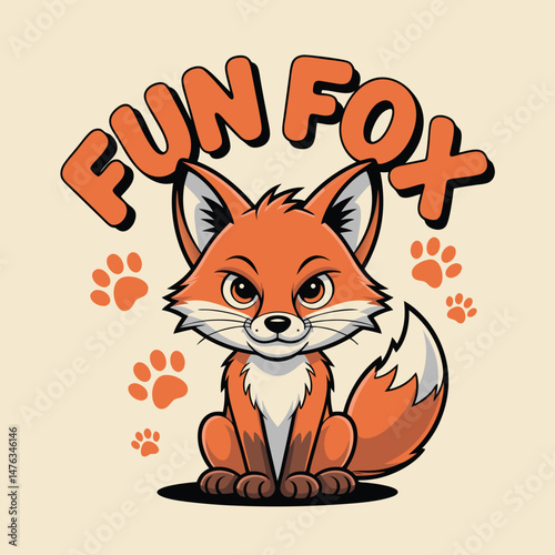 Adorable Cartoon Fox Head in Circle Logo Design Foxtail Fun