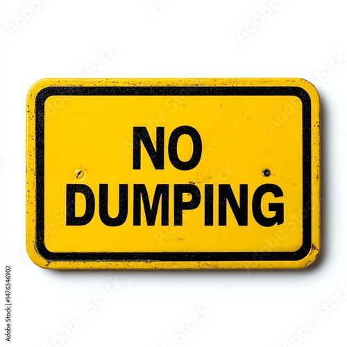 warning symbol Forbidden prohibit icons A clear yellow warning sign displaying 'No Dumping'. It emphasizes the importance of proper waste disposal and environmental responsibility.