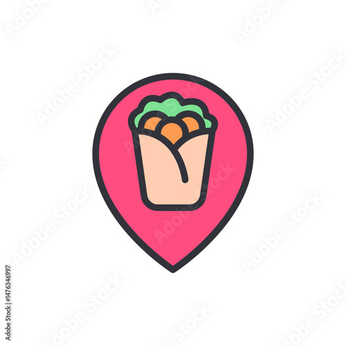 Delicious Doner Kebab Location Pin Icon With Transparent Background