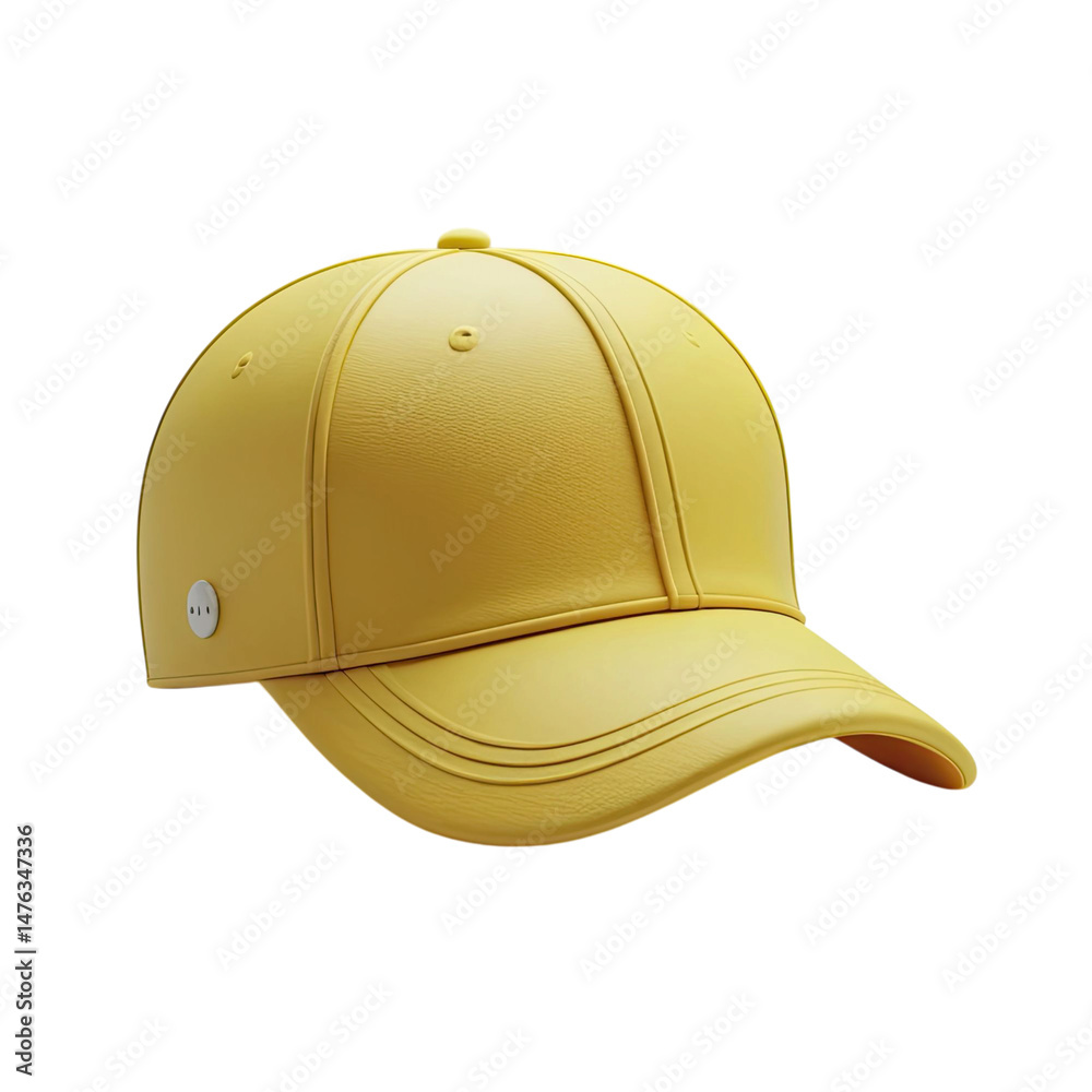 Fototapeta premium Yellow Baseball Cap 3D PNG Icon with Transparent Background Image
