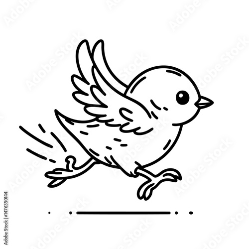 Adorable Little Bird Taking Flight  A Cute Cartoon Illustration