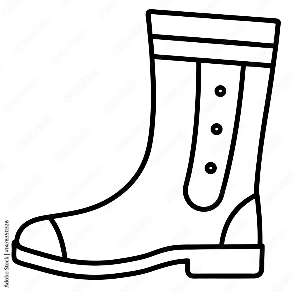 Simple Black Rain Boots Silhouette Vector on White Background Simple Black Rain Boots Silhouette Vector on White Background