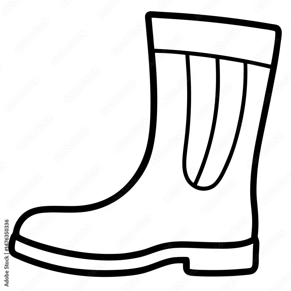 Simple Black Rain Boots Silhouette Vector on White Background