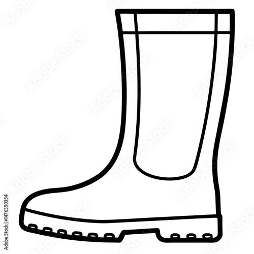 Simple Black Rain Boots Silhouette Vector on White Background