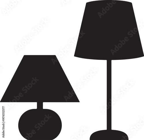 Table lamps silhouette icon vector, table lamp vector illustration