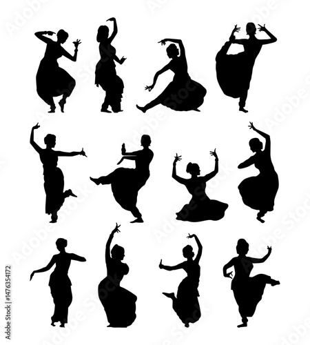 vector silhouette of indian dancer