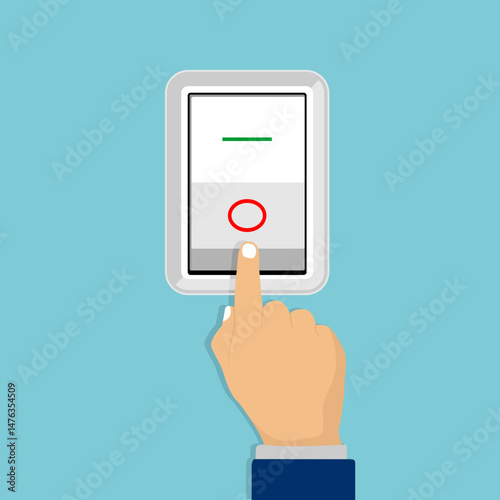 hand turning off light switch vector illustration