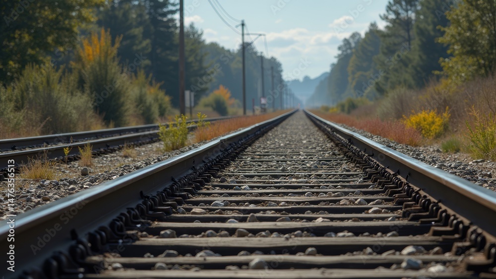 Fototapeta premium Outdoor railway transportation scene