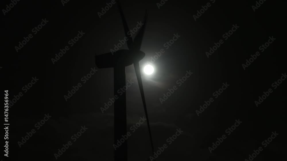 Renewable energy - Wind power - Clean electricity - Green energy - Wind turbines
This nighttime footage captures a giant wind turbine in action, generating electricity using the power of the wind.