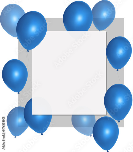 Frame with blue balloons, copy space, text space
