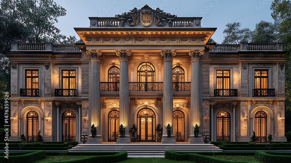 Fototapeta premium Elegant architectural palace beautiful night lights high resolution picture