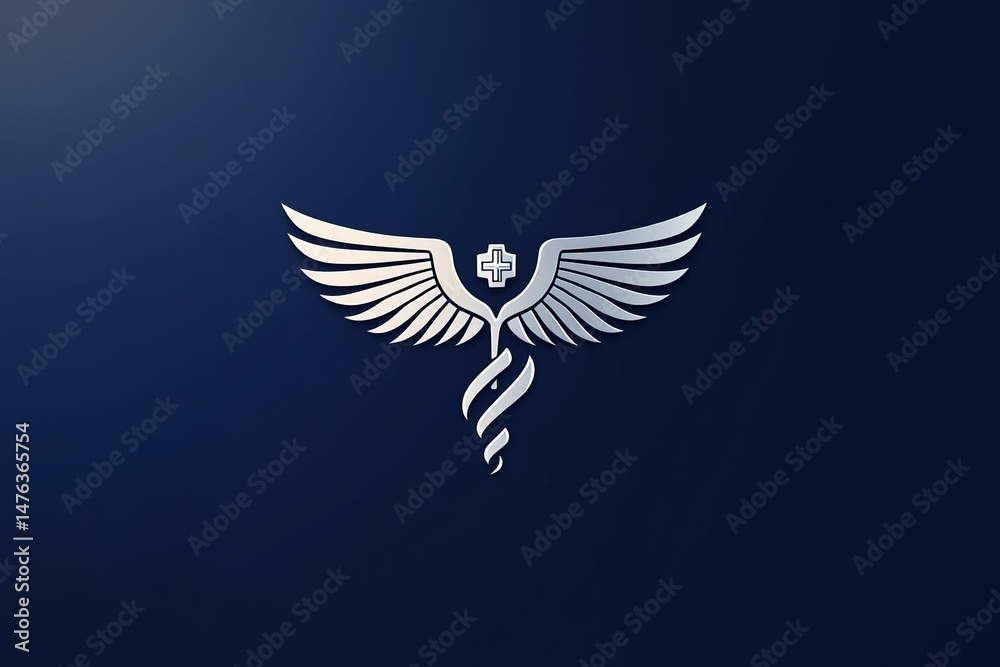 Obraz premium Air ambulance logo with a winged medical symbol, modern clean typography