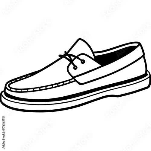 Black Boat Shoes Silhouette Vector on White Background