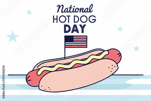 Illustration celebrating national hot dog day with a delicious american classic food