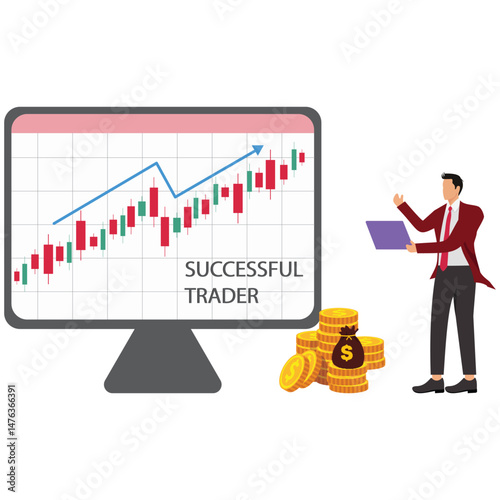 Profitable Trading and Successful Investor Concept