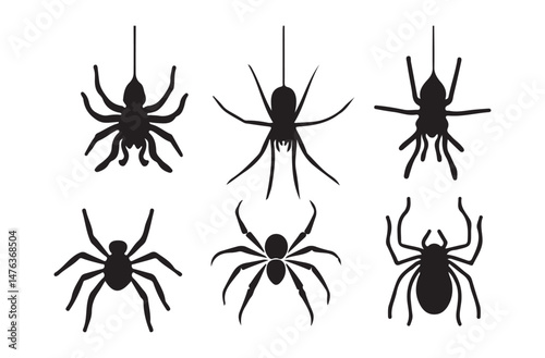 Black Spider icon set silhouette vector. silhouette spider Halloween decorative elements set. spider isolated Halloween black spider silhouettes design for decor. Vector eps 10