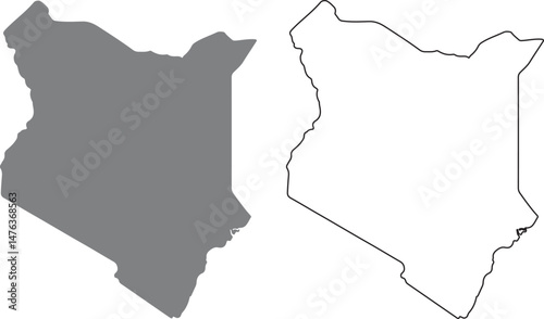 Kenya map silhouette design vector art illustration isolated on transparent background.