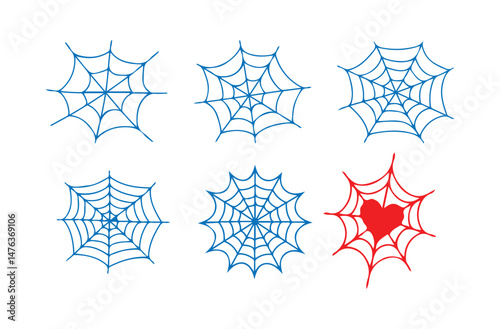 Blue Spider icon set silhouette vector with white background. vector eps 10