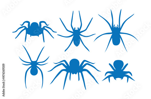 Blue Spider icon set silhouette vector with white background. vector eps 10