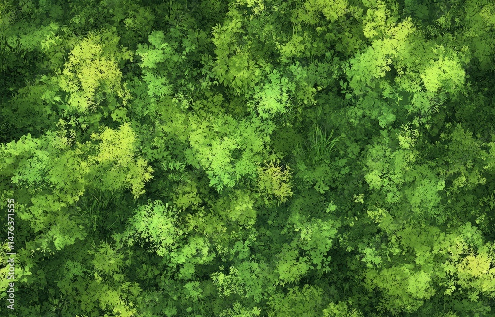 Dense forest canopy, vibrant green hues, various treetops. Overlooking a multitude of leafy trees in a dense forest, showing an aerial view of a green, thriving woodland Dense forest canopy, vibrant green hues, various treetops. Overlooking a multitude of leafy trees in a dense forest, showing an aerial view of a green, thriving woodland