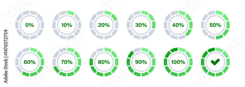 Loading Circles and Progress Circles Infographics. Circle Percentage Diagram Set for Infographics