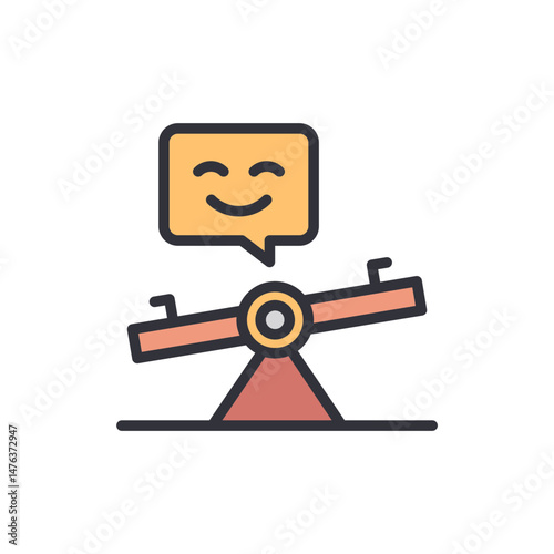 Smiling Seesaw Icon Depicting Harmony Balance And Emotional Well Being