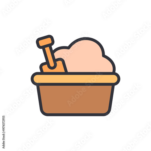 Sandpit With Sand And Shovel For Children's Outdoor Playtime