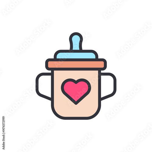 Illustration Of Baby Bottle With Heart Symbol Isolated On Transparency