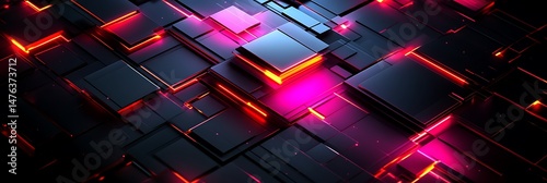 Abstract illustration featuring glowing cubes and digital illuminated structures