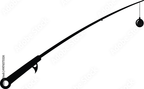 fishing rod silhouette vector, fishing rod icon
