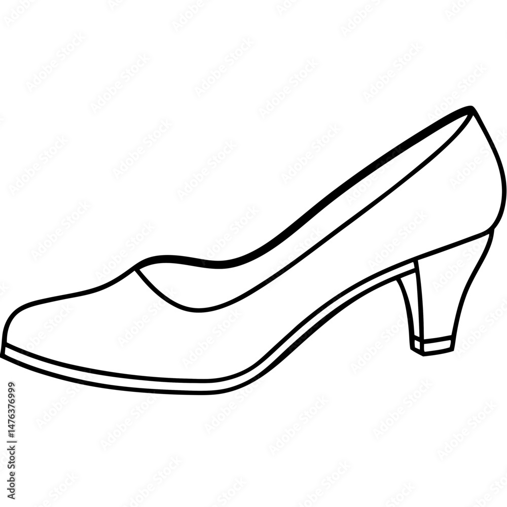 Kitten Heels Black Silhouette Vector on White Background Kitten Heels Black Silhouette Vector on White Background